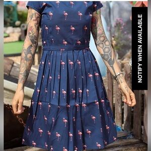 Run & Fly Flamingo Tea Party Dress retro look size 14 US 8